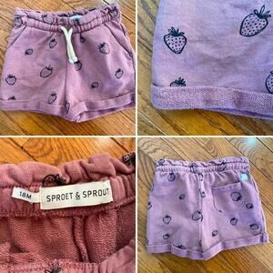 Sproet & Sprout Purple Organic Cotton Holland Strawberry Shorts 18m EUC